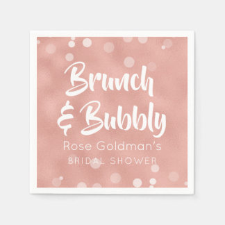 Brunch und Bubbly Brautparty Rosa Rose Gold Serviette