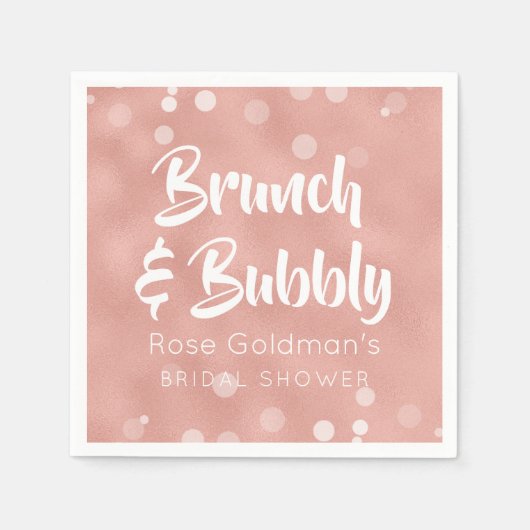 Brunch und Bubbly Brautparty Rosa Rose Gold Serviette (Vorderseite)