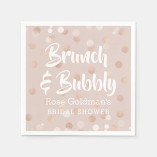 Brunch und Bubbly Brautparty Rose Gold Confetti Serviette