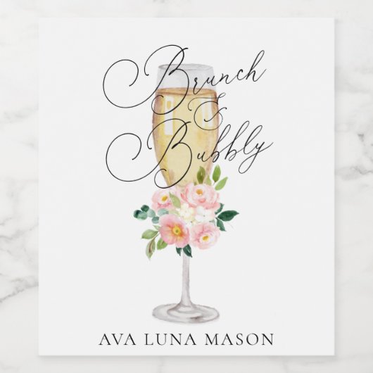 Brunch und Bubbly Brautparty Weinetikett Set (Einzelnes Label)