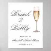 Brunch und Bubbly Brautparty-Willkommensschild Poster (Vorne)