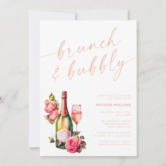 Brunch und Bubbly Bridal Brunch Brautparty Einladung (Vorderseite)