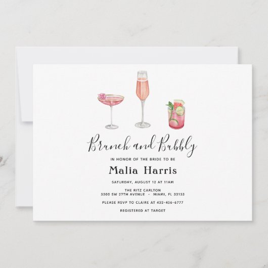 Brunch und Bubbly Bridal Dusche Einladung (Vorderseite)
