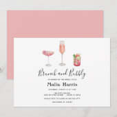 Brunch und Bubbly Bridal Dusche Einladung (Vorne/Hinten)