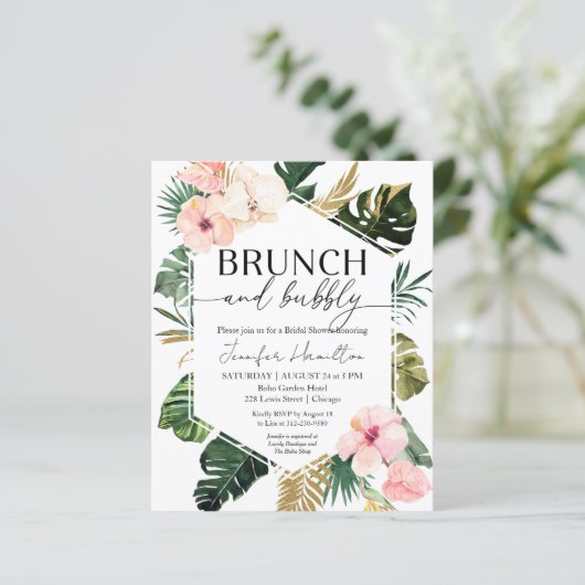 Brunch und Bubbly Bridal Dusche Einladung (Stehend Vorderseite)