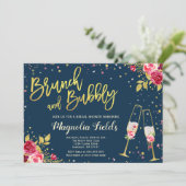 Brunch und Bubbly Bridal Dusche Einladung Blumen (Stehend Vorderseite)