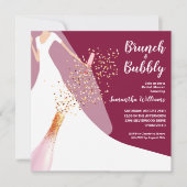 Brunch und Bubbly Bridge auf Cranberry Brautparty Einladung (Vorderseite)