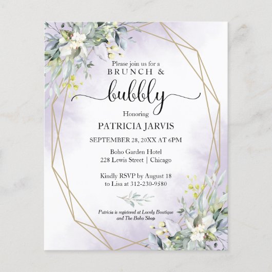 Brunch und Bubbly Budget Bridal Dusche Einladungen (Vorderseite)