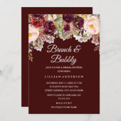 Brunch und Bubbly Burgundy Brautparty Einladung (Vorne/Hinten)