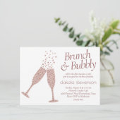 Brunch und Bubbly | Cassis Lila Pink Champagne Einladung (Stehend Vorderseite)