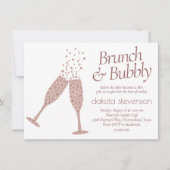 Brunch und Bubbly | Cassis Lila Pink Champagne Einladung (Vorderseite)