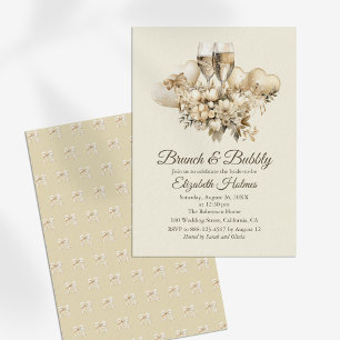 Brunch und Bubbly Champagne Blume Brautparty Einladung