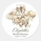 Brunch und Bubbly Champagne Blume Brautparty Runder Aufkleber (Vorderseite)