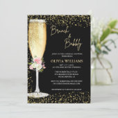 Brunch und Bubbly Champagne Brautparty Einladung (Stehend Vorderseite)