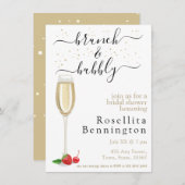 Brunch und Bubbly Champagne Brautparty Einladung (Vorne/Hinten)