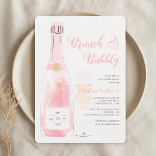 Brunch und Bubbly Champagne Brautparty Einladung