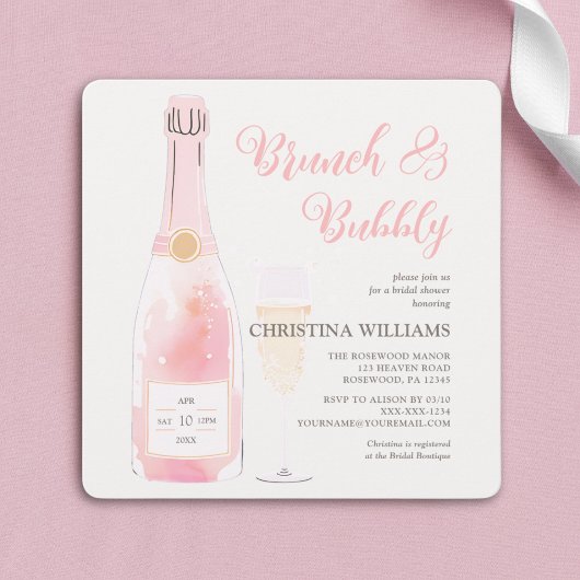 Brunch und Bubbly Champagne Brautparty Einladung