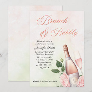 Brunch und Bubbly Champagne Brautparty Einladung
