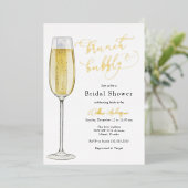 Brunch und Bubbly Champagne Brautparty Folieneinladung (Stehend vorne)