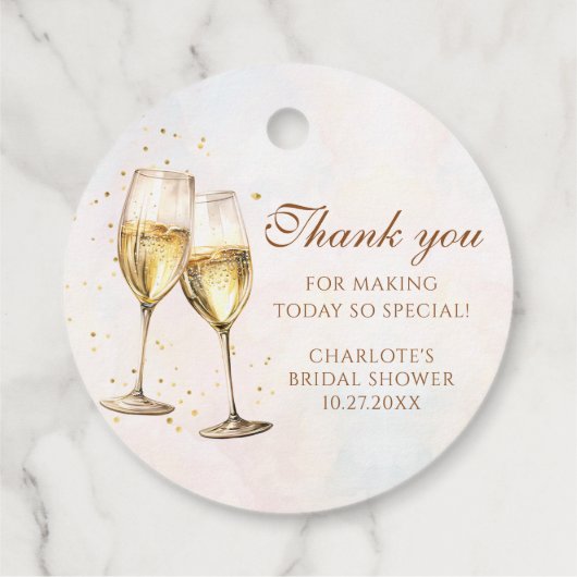 Brunch und Bubbly Champagne Brautparty Geschenkanhänger (Rückseite)