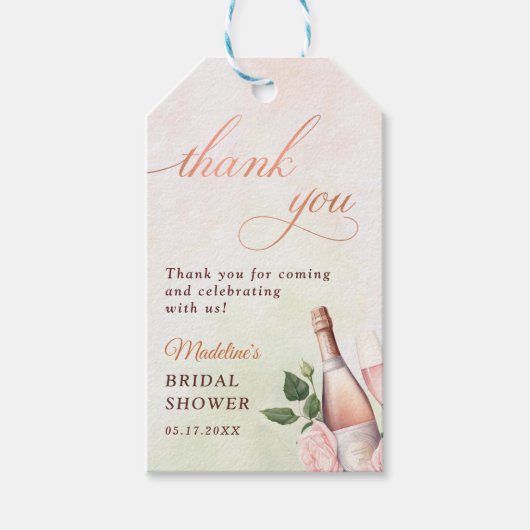 Brunch und Bubbly Champagne Brautparty Geschenkanhänger (Vorderseite)