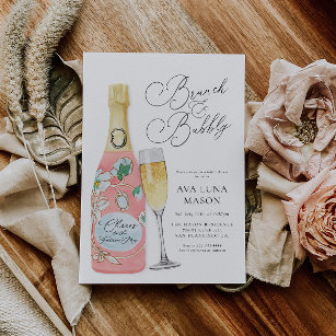 Brunch und Bubbly Champagne Brautparty Invitati Einladung
