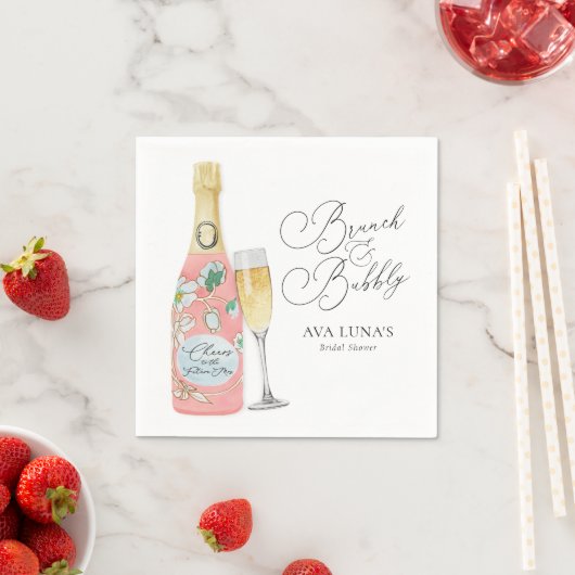 Brunch und Bubbly Champagne Brautparty Serviette (Beispiel)