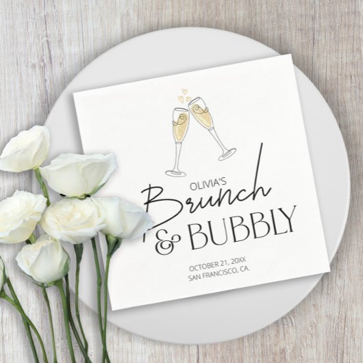 Brunch und Bubbly Champagne Brautparty Serviette