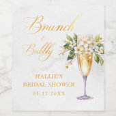 Brunch und Bubbly Champagne Brautparty Weinetikett (Einzelnes Label)