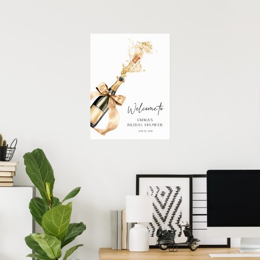 Brunch und Bubbly Champagne Brautparty Willkommen Poster (Heimbüro)