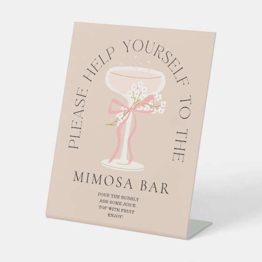 Brunch und Bubbly Champagne Mimosa Bar Sign Sockelschild (Vorderseite)