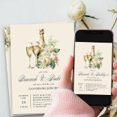 Brunch und Bubbly Champagne Rose Brautparty Einladung