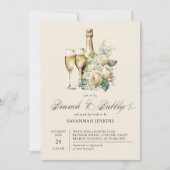 Brunch und Bubbly Champagne Rose Brautparty Einladung (Vorderseite)
