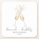 Brunch und Bubbly Champagne Toast Brautparty Rechteckiger Pappuntersetzer (Vorderseite)