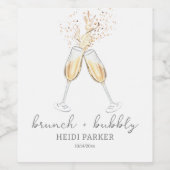Brunch und Bubbly Champagne Toast Brautparty Weinetikett (Einzelnes Label)