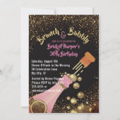 Brunch und Bubbly Champagne zum Geburtstag Einladu Einladung (Vorderseite)