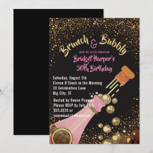 Brunch und Bubbly Champagne zum Geburtstag Einladu Einladung