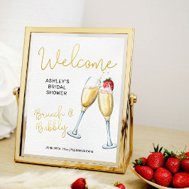 Brunch und Bubbly Champagner Brillen Begrüßungszei Poster