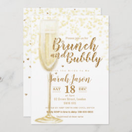 Brunch und Bubbly Champagner Glitzer gold Inv Einladung