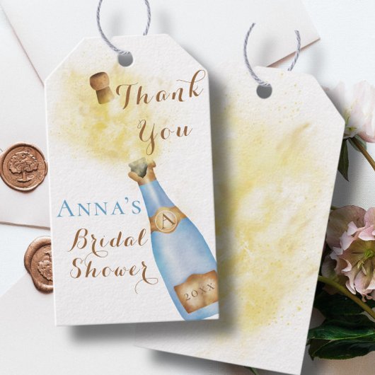 Brunch und Bubbly Champagner Gold Brautparty Geschenkanhänger