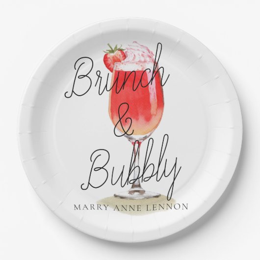 Brunch und Bubbly Cocktail Party Pappteller (Vorderseite)