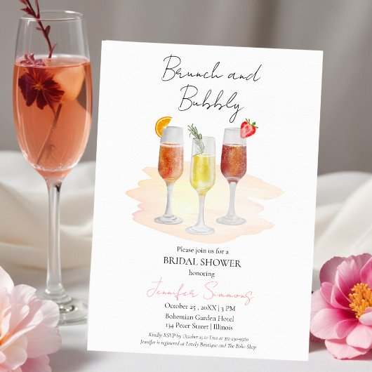 Brunch und Bubbly | Cocktails Brautparty Einladung