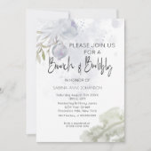 Brunch und Bubbly Dusty Blue Rose und Rosehip Einladung (Vorderseite)