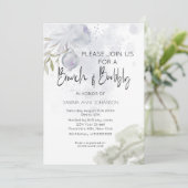 Brunch und Bubbly Dusty Blue Rose und Rosehip Einladung (Stehend Vorderseite)