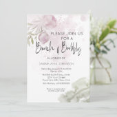 Brunch und Bubbly Dusty Pink Rose und Rosehip Einladung (Stehend Vorderseite)