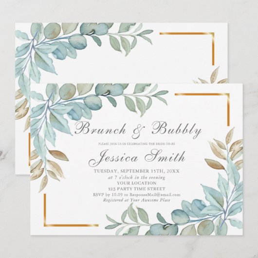 Brunch und Bubbly Einladung (Vorne/Hinten)