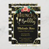 Brunch und Bubbly-Einladung mit schwarzen und weiß Einladung (Vorne/Hinten)