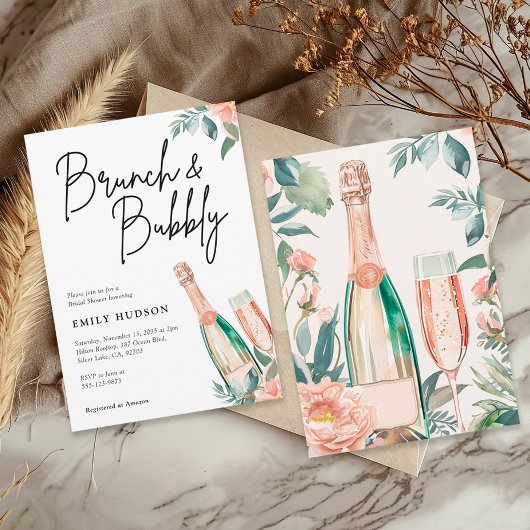 Brunch und Bubbly Elegante Brautdusche Einladung