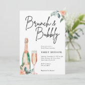 Brunch und Bubbly Elegante Brautdusche Einladung (Stehend Vorderseite)