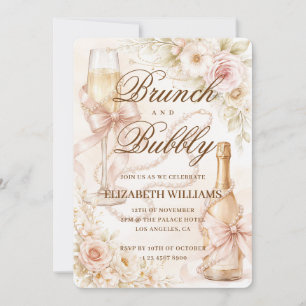 Brunch und Bubbly elegante Vintage-Brautparty Einladung